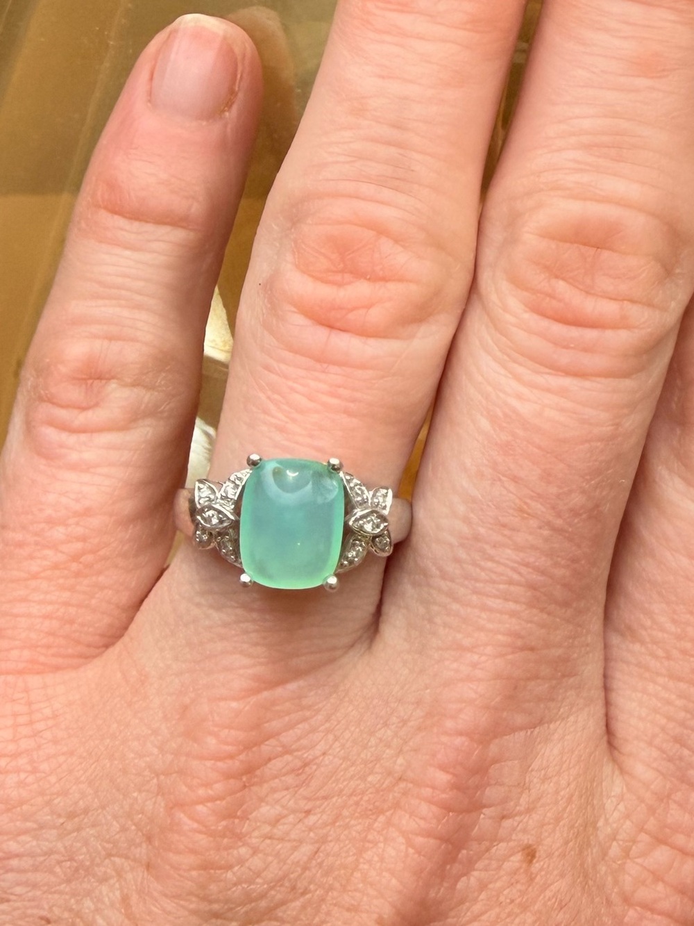 BH By Effy 14k White Gold & Natural Cabochon Oval Blue Chalcedony Ring